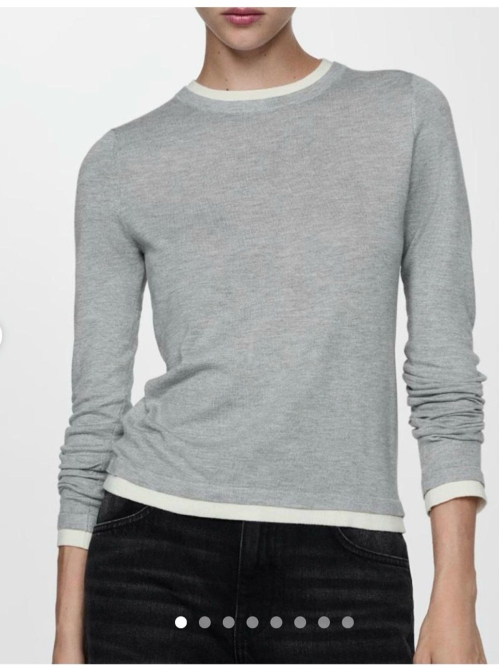 Mango Gray and Cream Knit Sweater